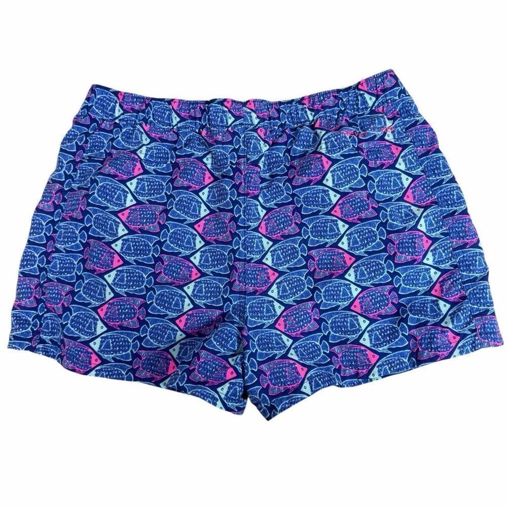 Vineyard Vines Girls Performance Short Blue Fish Print